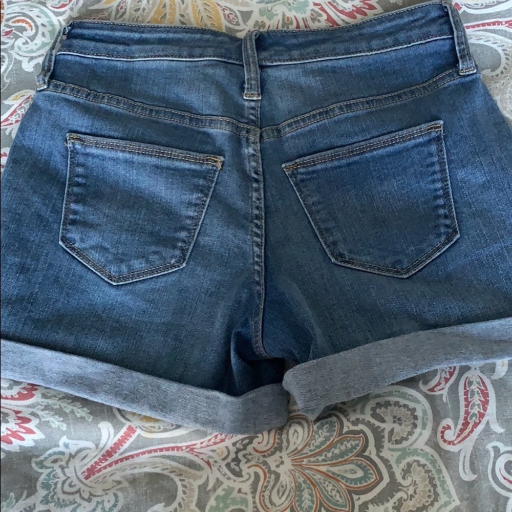Mid wash blue jean shorts
